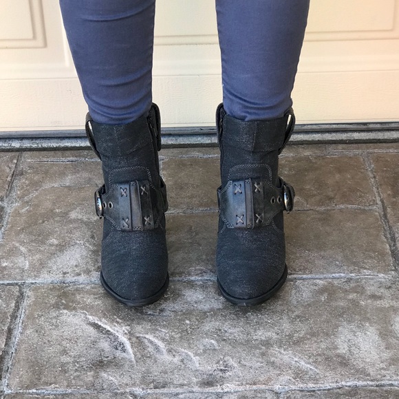 Fold Over Oversized Belted Buckle Tall Ankle Boots - Picture 3 of 8